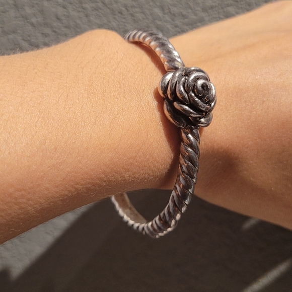 Jewelry Sterling Silver Rose Hinged Bangle Bracelet Thailand Poshmark